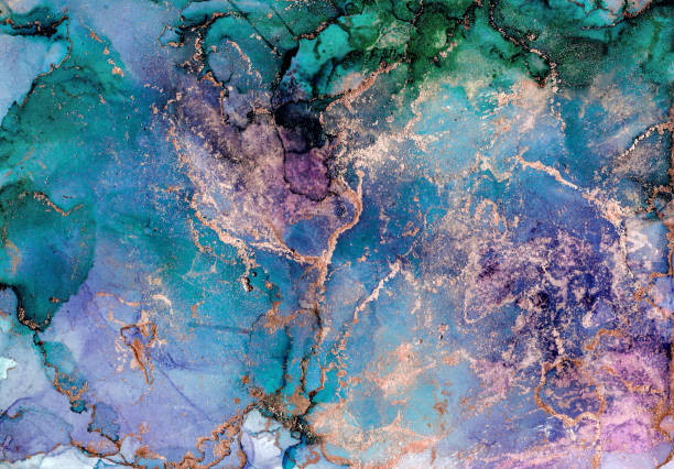 istock Abstract marble texture background. Design wrapping paper, wallpaper. Modern fluid art. Alcohol Ink pattern with golden dust . Abstract fluid art painting in alcohol ink technique 1318825631
