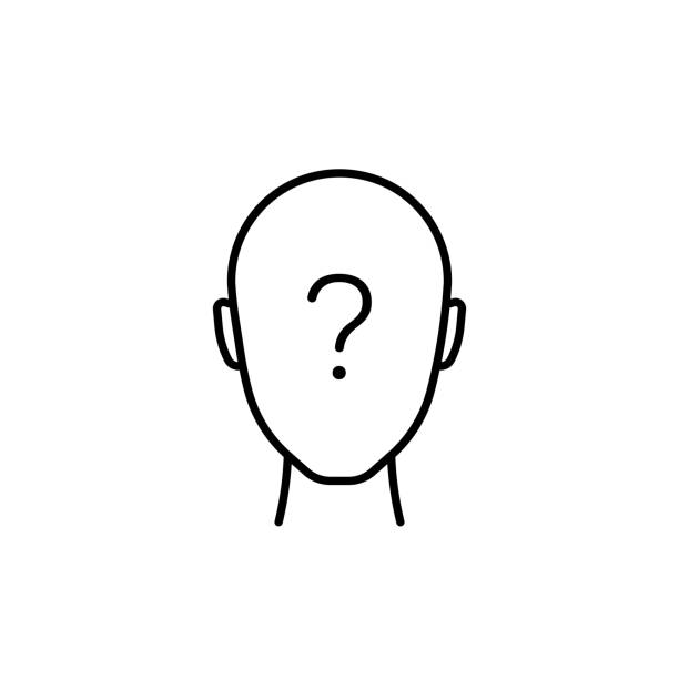 thin line anonymous black icon thin line anonymous black icon. concept of unsure man or linear unknown person. simple flat lineart trend modern stroke minimal doubt graphic monoline art design isolated on white background blank expression stock illustrations