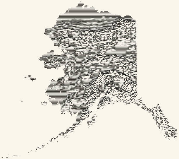 leichte topografische karte von alaska, usa - map topography topographic map symbol stock-grafiken, -clipart, -cartoons und -symbole