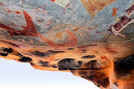Laas Geel, Maroodi Jeex region, Somaliland, Somalia: cave paintings located in an alcove ceiling, part of a red granite rock massif - some of the earliest and best-preserved art works known in the Horn of Africa and on the African continent as a whole, suggested dates vary between 4000 BC and 3000 BC.