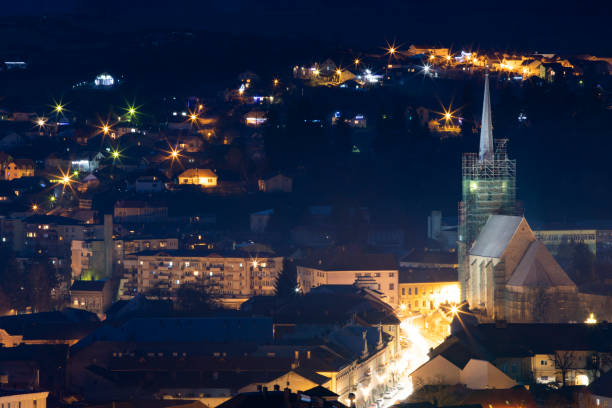 istock Blue sky over small town in Romania - Dej 1318829199