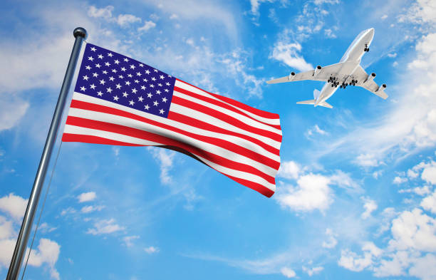 istock USA Flag With Airplane 1318833774