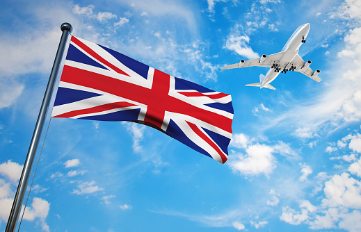 UK Flag With Airplane