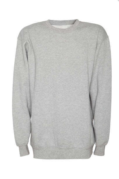 istock gray jacket, sweatshirt on white isolated background with place for text. Mockup template for adding your content. 1318835427