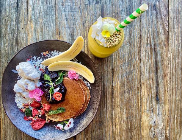 Blueberry Avocado Pancakes with Coconut Icecream