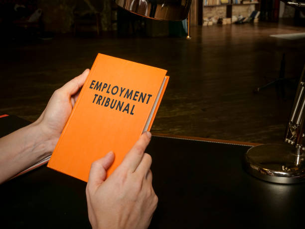istock Hands hold a book about Employment tribunal. 1318841476