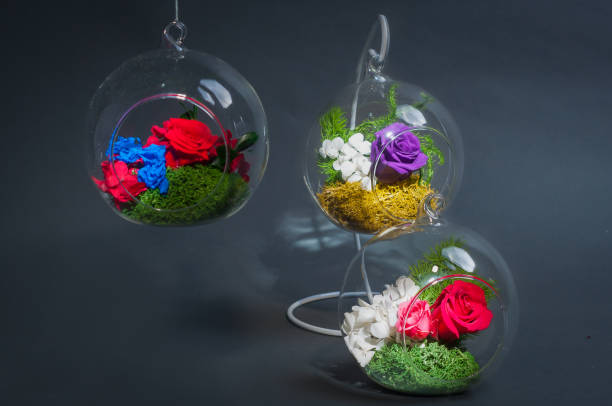 istock Flower arrangement against a grey backdrop 1318843007