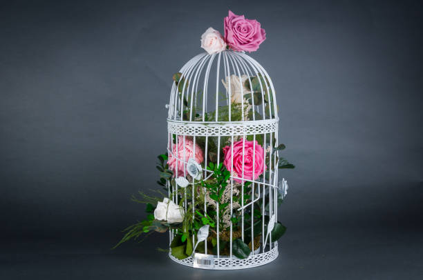 istock Flower arrangement against a grey backdrop 1318843075