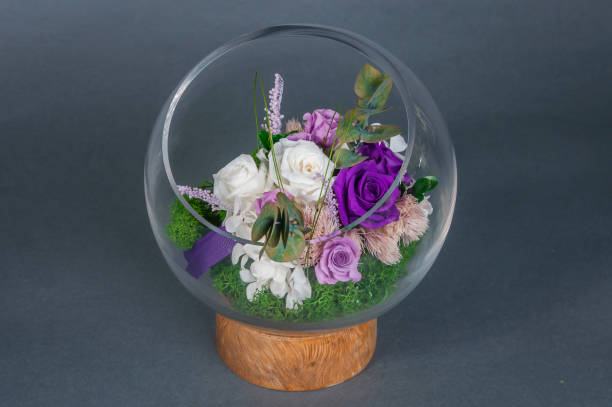 istock Flower arrangement against a grey backdrop 1318843122