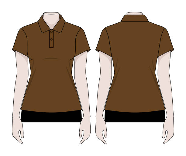 Ulydighed Interpretive pebermynte Womens Blank Brown Short Sleeves Polo Shirt Template Vector Stock  Illustration - Download Image Now - iStock