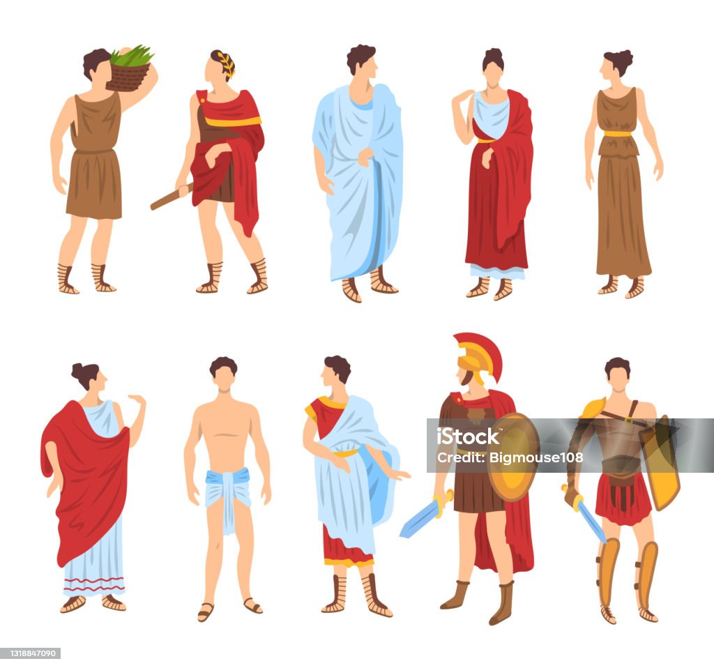 Ilustración de Personajes De Color De Dibujos Animados Antiguos Roma  Personas Establecen El Concepto Vector y más Vectores Libres de Derechos de  Toga - iStock