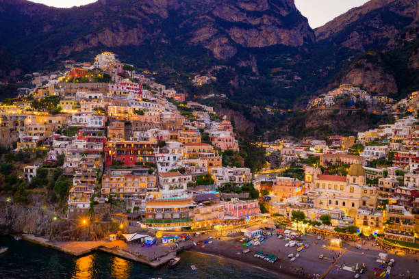 istock Aerial view of Positano at sunset 1318849801