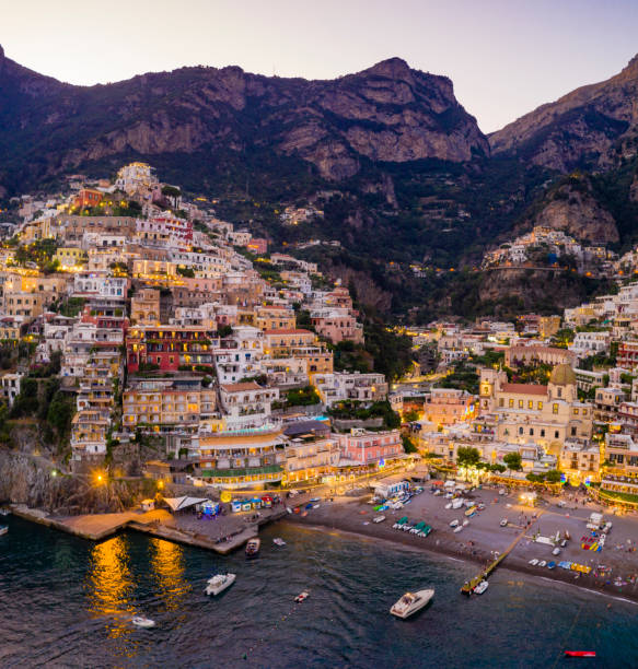 istock Aerial view of Positano at sunset 1318849927