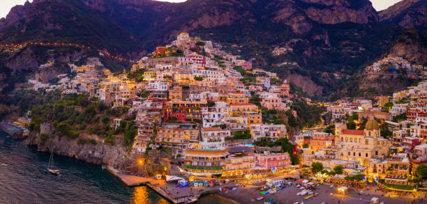 istock Aerial view of Positano at sunset 1318850005