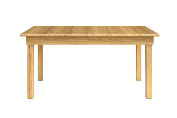 istock Wooden table isolated on white background 3d rendering 1318855197