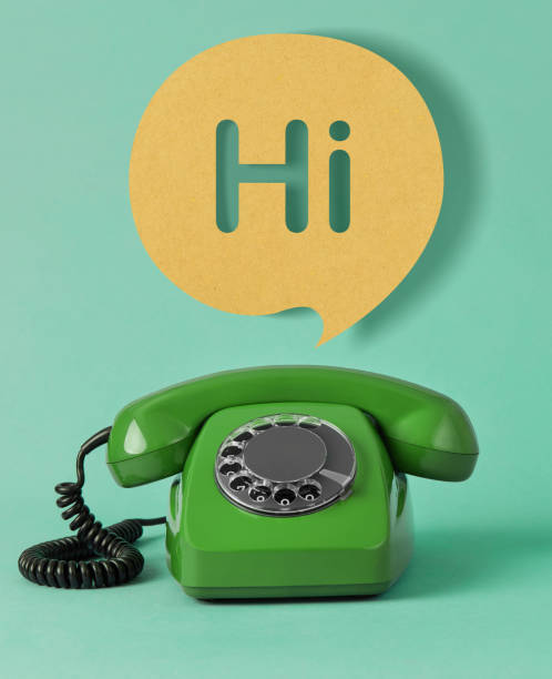 istock Vintage telephone with Hi speech bubble 1318857144