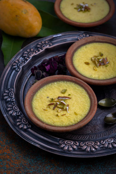 istock mango-flavored Phirni served in earthen plate 1318860300