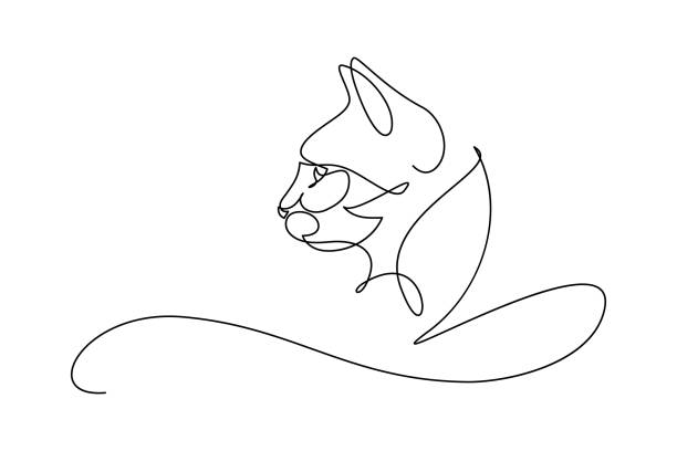 Cat portrait Cat profile in continuous line art drawing style. Minimalist black linear sketch isolated on white background. Vector illustration simple cat line art stock illustrations