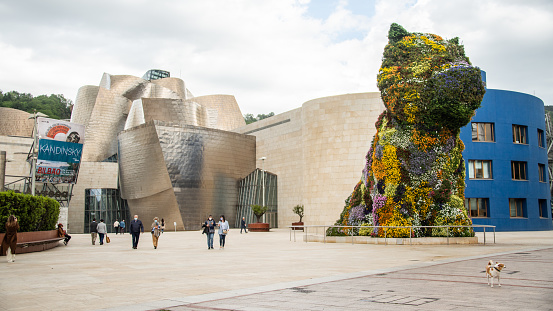 Bilbao, Basque Country, Spain - 18 May 2021: The Guggenheim Museum in Bilbao, Spain. It was designed by Frank Gehry