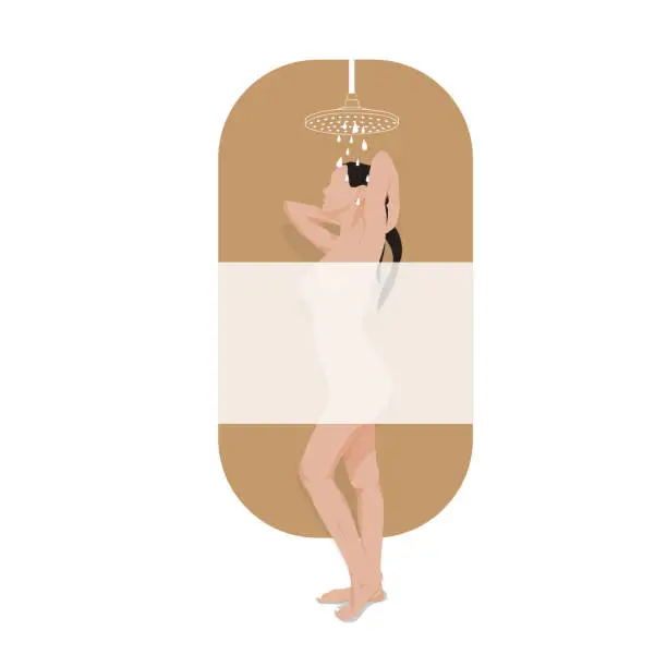 Vector illustration of Vector illustration of naked female are taking a shower.