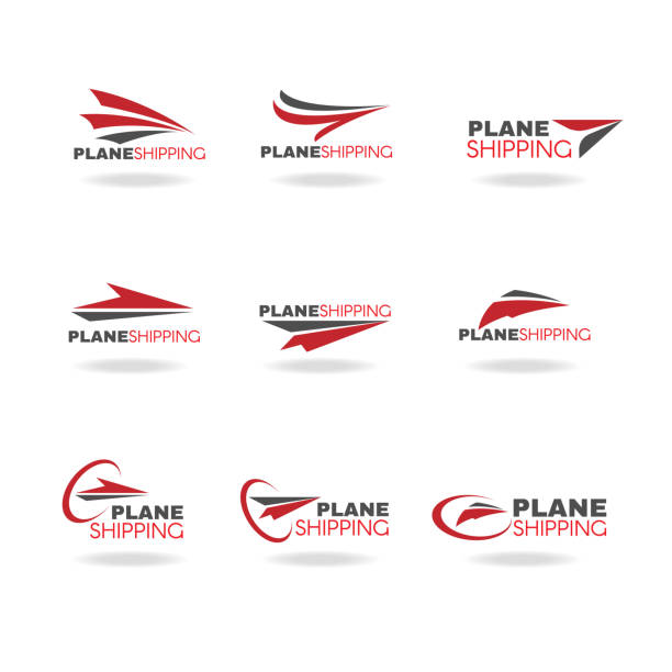 Plane Transportation shipping and delivery logo business vector Plane Transportation shipping and delivery logo business vector logo mail stock illustrations