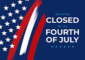 istock Fourth of July card. We will be closed sign. Vector illustration. 1318874576