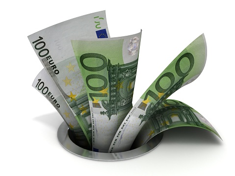 Falling euro money falling finance crisis