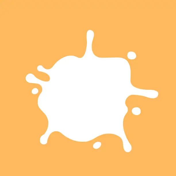 Vector illustration of milk splash on orange brown color for banner background, white milky splatter shape, spill milk for graphic symbol, blot stain of milk splashing