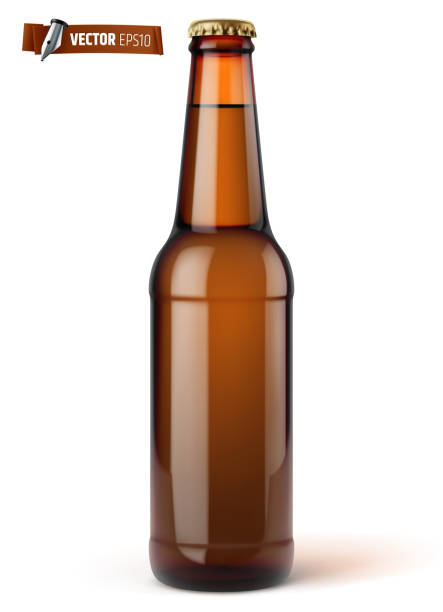 Vector realistic bottle of beer Vector realistic illustration of a bottle of beer on a white background. beer bottle stock illustrations