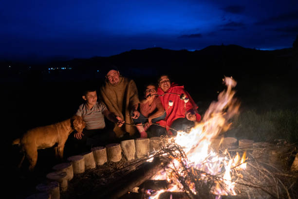 istock Rural family having a bonfire and eating marshmallows 1318878084