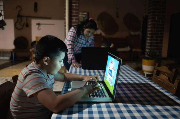 Students lifestyle e-learning with laptop