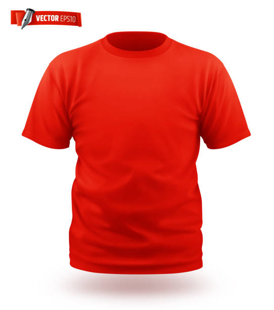 벡터 사실적인 티셔츠 - red t shirt stock illustrations