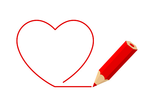 red pencil draw heart icon