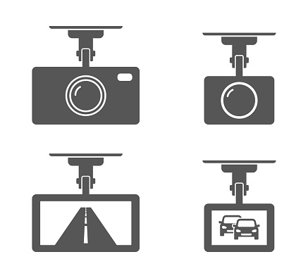 dash cam camera device for car icon isolated on white background