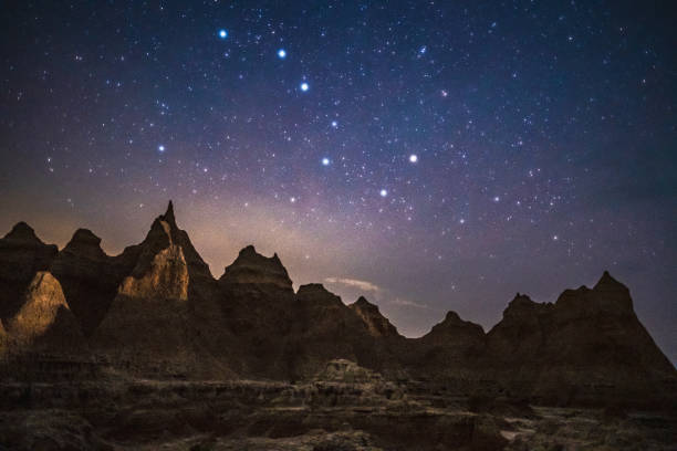 The Badlands SD, Big Dipper This image from behind 'The Door' in The Badlands National Park was captured at night with long exposure. The Big Dipper in full view. badlands stock pictures, royalty-free photos & images