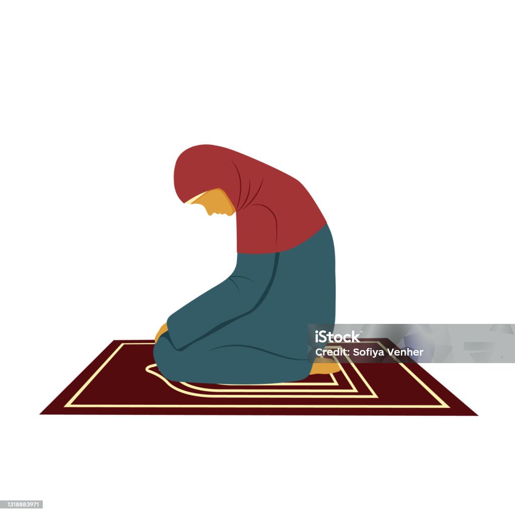 Người Phụ Nữ Hồi Giáo Cầu Nguyện Với Allah Hình minh họa Sẵn có ...