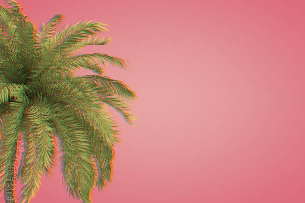 istock Palm Tree Glitch Effect, Minimal Summer Travel Holiday Tropical Background 1318884970