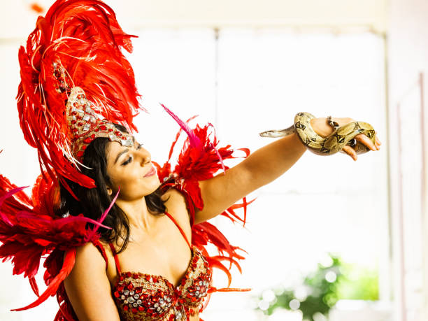 istock Carnival woman with pet snake 1318887490