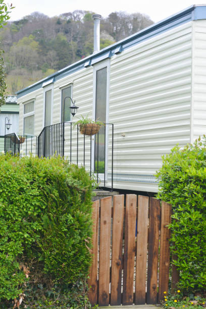 istock Home from home-static caravan set up beautifully on caravan site in rural Wales. 1318890793