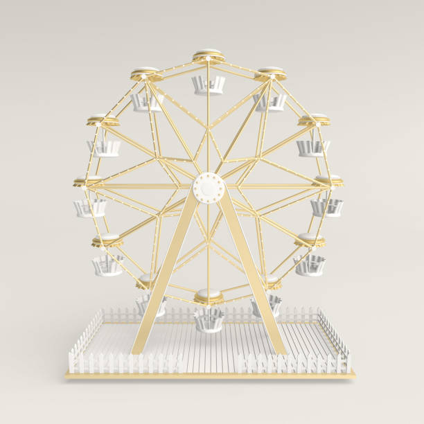 noria de atracción de ilustración de renderización 3d. - ferris wheel carnival amusement park wheel fotografías e imágenes de stock