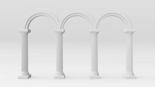 illustrazione di rendering 3d del colonnato. - ancient column past arch foto e immagini stock