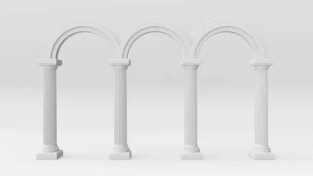 Photo of 3d render illustration of colonnade.