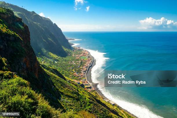 Madeira Island Portugal Beautiful View Of The Lookout Point By The Coast Island Of Spring With Beautiful Nature Laurel Forests And Levades Stock Photo - Download Image Now