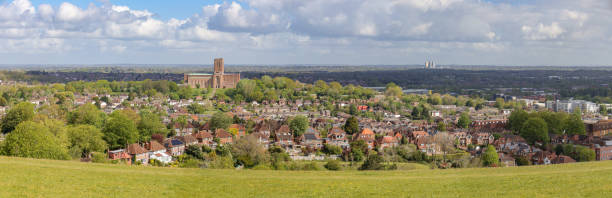 The panoramic view of Guildford, Surrey, England.