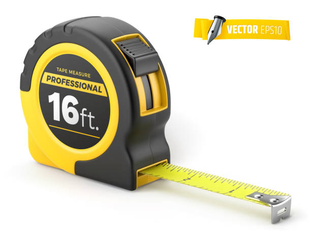 Premium Vector  Yellow measure tape icon realistic 3d tool for