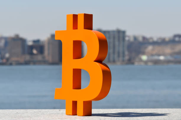 istock Bitcoin on a pier by Hudson River Park. 1318917938