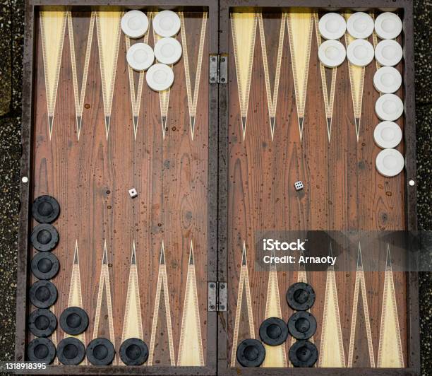 Dice Roll On Backgammon Board Stock Photo - Download Image Now - Backgammon, Brown, Chance