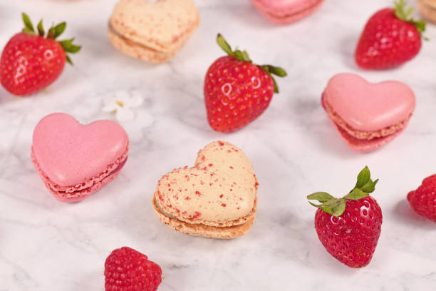 Heart shaped French macaron sweets