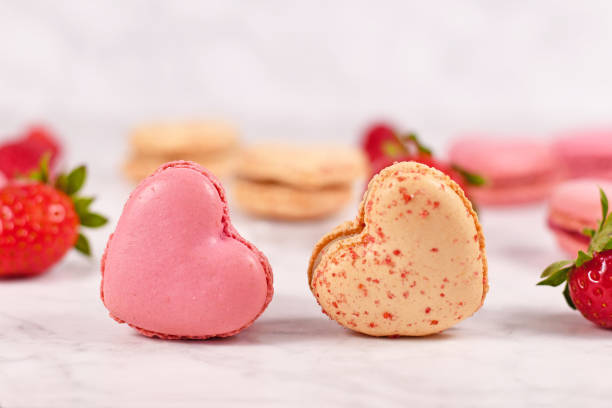 istock Heart shaped French macaron sweets 1318919902