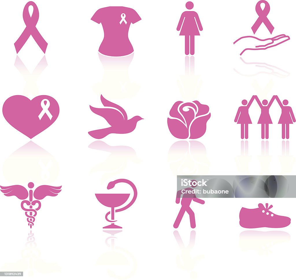Lutte contre le cancer du sein et un ensemble d'icônes vectorielles libres de droits - clipart vectoriel de Cancer du sein libre de droits